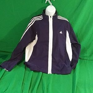 Adidas purple white track jacket XL EUC